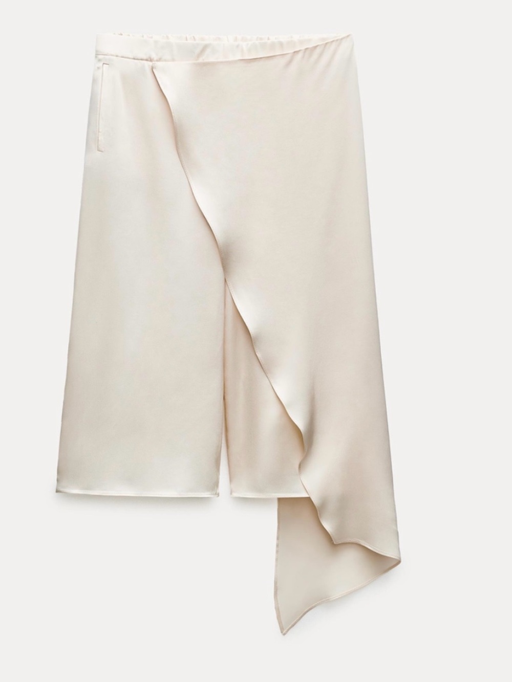 Women’s Asymmetric crossover-front drape trousers Satin Skirt - Cream, size L